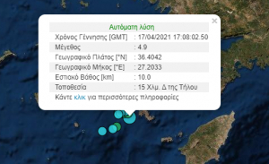 Νέα σεισμική δόνηση 4,9 Ρίχτερ έξω από την Τήλο. Αισθητή σε Κω - Νίσυρο