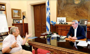 Συνάντηση εργασίας του Περιφερειάρχη Νοτίου Αιγαίου, Γιώργου Χατζημάρκου, με το νεοεκλεγέντα Δήμαρχο Καλύμνου, Δημήτρη Διακομιχάλη