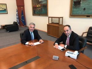 Συνάντηση του Β. Υψηλάντη με τον Υπουργό Εμπορικής Ναυτιλίας και Νησιωτικής Πολιτικής κ. Γ. Πλακιωτάκη