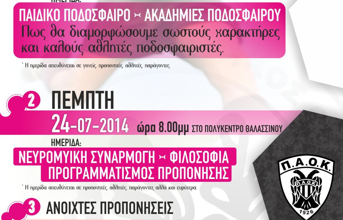 Το πρόγραμμα επίσκεψης προπονητών της ΠΑΕ ΠΑΟΚ ΣΤΟ CAMP TOY ΠΑΟΚ ΚΩ.