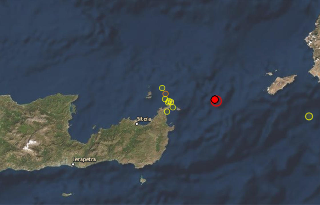 Ισχυρός σεισμός 5,3R ανάμεσα σε Κρήτη και Κάσο