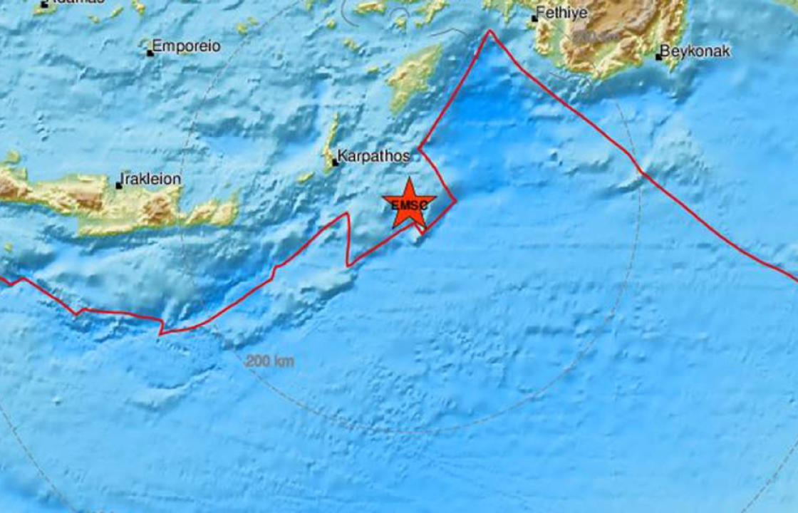 Nέος  σεισμός 5,4 Ρίχτερ στα ανοιχτά της Καρπάθου