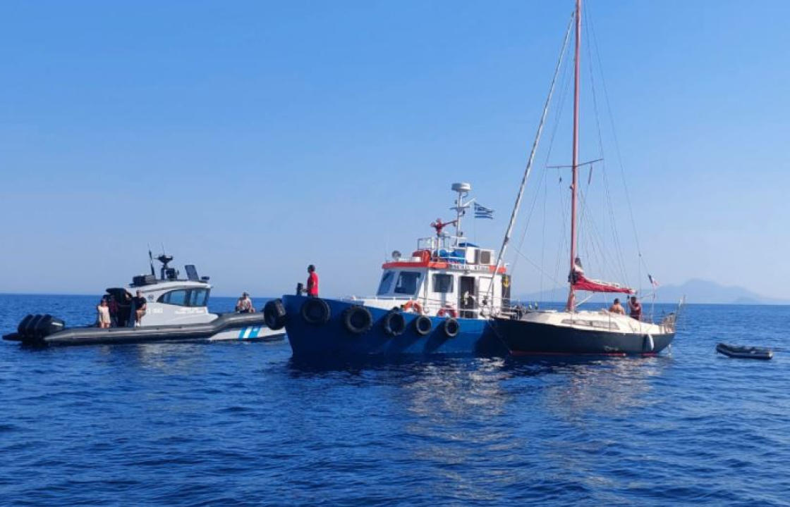 Η επιχείρηση Λιμενικού και ΕΟΔ Κω στην θαλάσσια περιοχή της Καρδάμαινας μετά από ενημέρωση για πιθανή εισροή υδάτων σε Ι/Φ σκάφος
