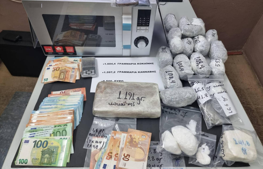 Συλλήψεις για ναρκωτικά στη Ρόδο - Κατασχέθηκαν 1.602 γραμμ. κοκαΐνη, 1.597 γραμμ. κάνναβη,  2 οχήματα και 6.100€