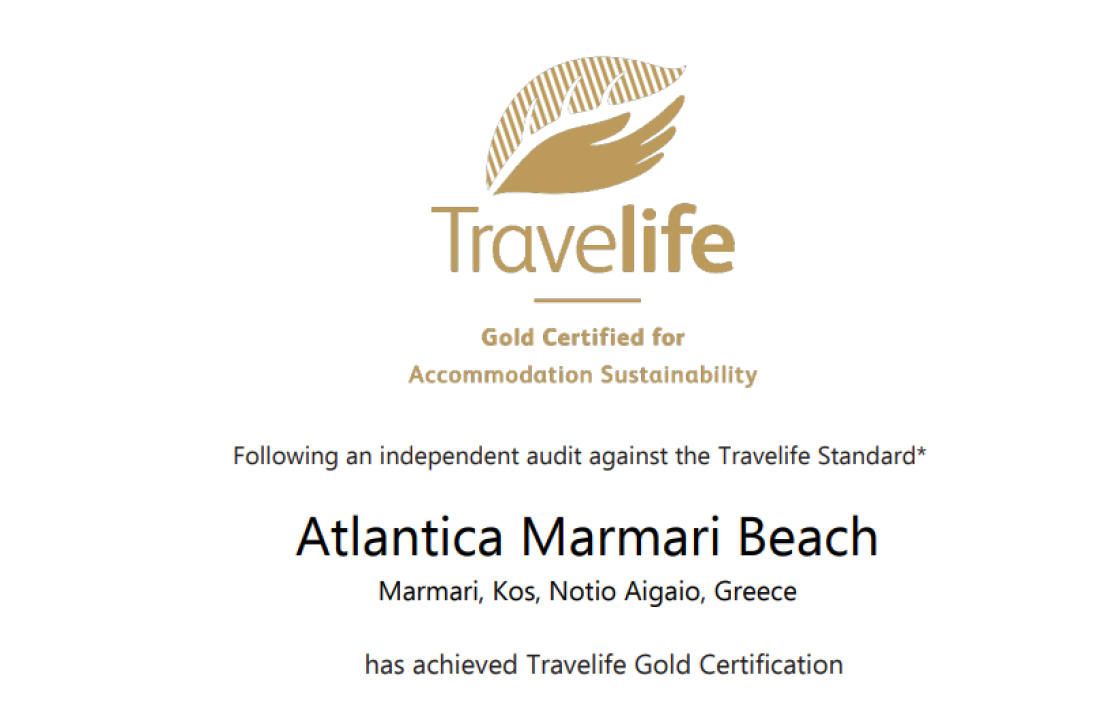 Travelife Gold Award για το Atlantica Marmari Beach