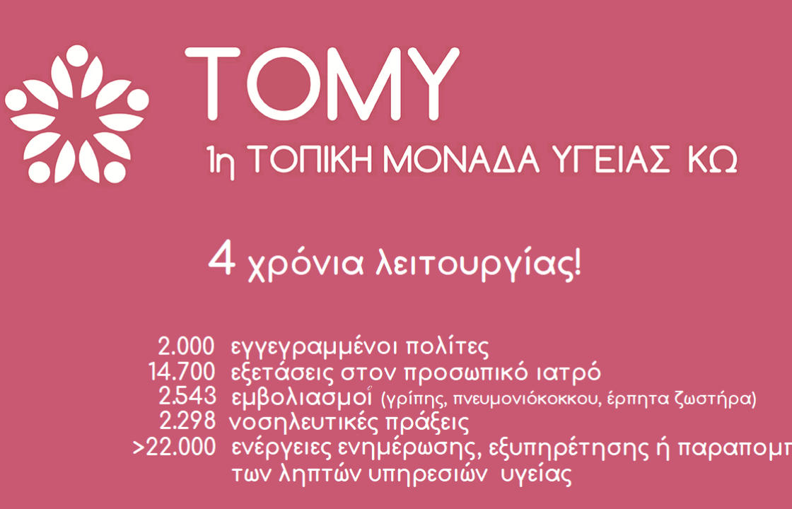 1η Τ.ΟΜ.Υ. ΚΩ - 4 χρόνια λειτουργίας!